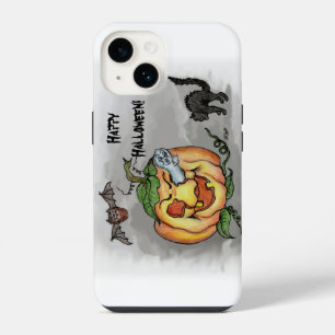 Coque Pour iPhone 14 Fantôme, chauve-souris et chat, Bonne Halloween !