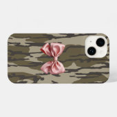 Coque Pour iPhone 14 Femme Bottomland Camo Cute Rose Ribbon Bow (Verso Horizontal)