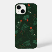 Coque Pour iPhone 14 Fête de Noël Mistletoe vert foncé (Verso)