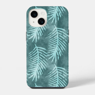 Coque Pour iPhone 14 Feuille tropicale aquarelle vert cyan
