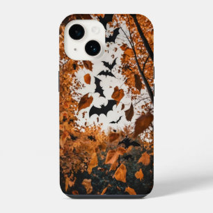 Coque Pour iPhone 14 Feuilles d'automne en chauves-souris Halloween