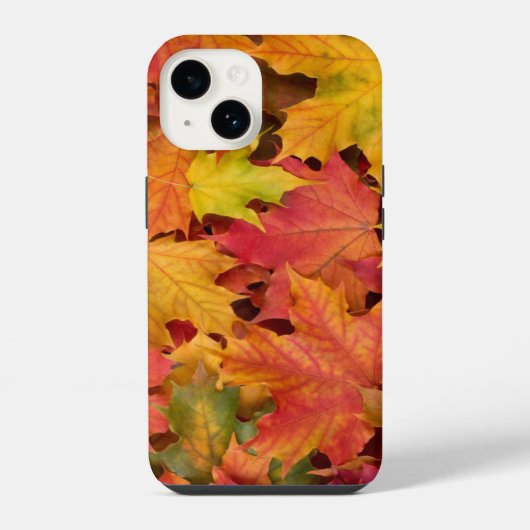 Coque Pour iPhone 14 Feuilles d'automne Personnaliser Nom ou Texte (Verso)