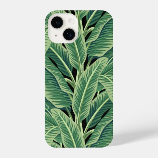 Coque Pour iPhone 14 Feuilles de bananes tropicales vertes (Verso)
