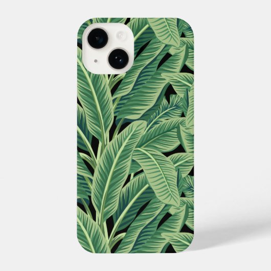 Coque Pour iPhone 14 Feuilles de bananes tropicales vertes (Verso)