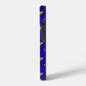 Coque Pour iPhone 14 Feuilles dorées sur velours bleu monogrammé (Côté gauche)