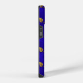 Coque Pour iPhone 14 Feuilles dorées sur velours bleu monogrammé (Côté droit)