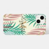 Coque Pour iPhone 14 Feuilles tropicaux mignons (Verso Horizontal)