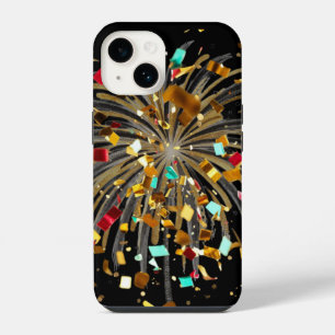 Coque Pour iPhone 14 Feux d'artifice dorés et célébration de confettis