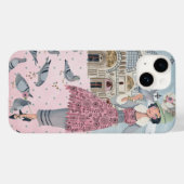 Coque Pour iPhone 14 Fille aux pigeons à Venise Italie | Coque Iphone 7 (Verso (horizontal))