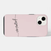 Coque Pour iPhone 14 Fille Blush Pink Monogramme Nom Signature Script C (Verso Horizontal)