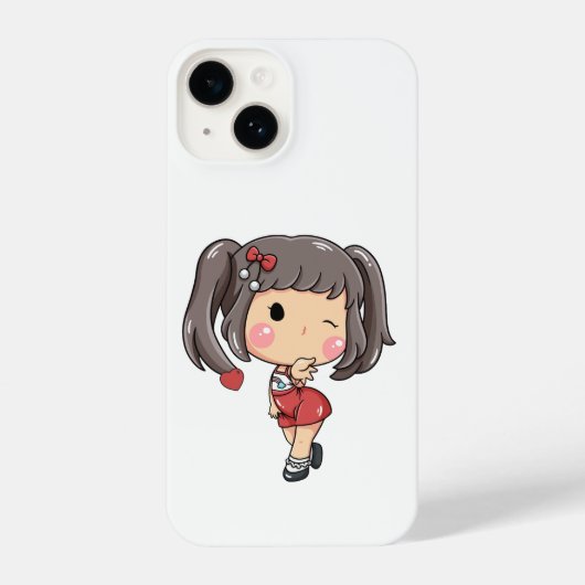 Coque Pour iPhone 14 Fille Chibi mignonne à l'écriture (Verso)