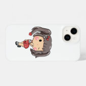 Coque Pour iPhone 14 Fille Chibi mignonne à l'écriture (Verso Horizontal)