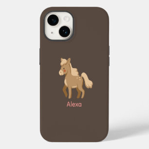 Coque Pour iPhone 14 Fille de cheval Poney personnalisé avec monogramme