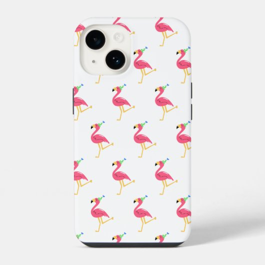 Coque Pour iPhone 14 Flamant rose (Verso)