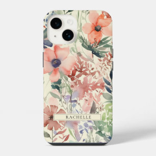 Coque Pour iPhone 14 Fleur aquarelle fleur sauvage personnalisée