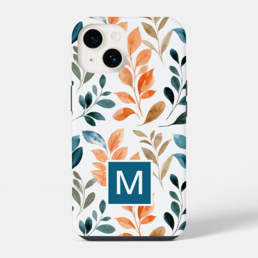 Coque Pour iPhone 14 Fleur boho monogramme (Verso)