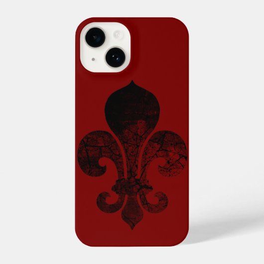 Coque Pour iPhone 14 Fleur De Lis Cracked Red iPhone 14 Coque (Verso)