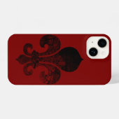 Coque Pour iPhone 14 Fleur De Lis Cracked Red iPhone 14 Coque (Verso Horizontal)