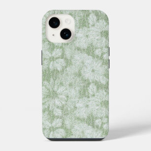 Coque Pour iPhone 14 Fleur de Pâquerette Veloutée Vert Citron