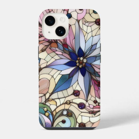 Coque Pour iPhone 14 Fleur en verre coloré (Verso)