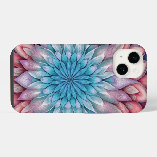 Coque Pour iPhone 14 Fleur fractale (Verso Horizontal)