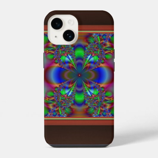 Coque Pour iPhone 14 Fleur fractale multicolore  (Verso)