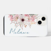 Coque Pour iPhone 14 Fleur Moderne Rose (Verso Horizontal)
