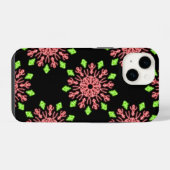 Coque Pour iPhone 14 Fleur néon rouge et verte  (Verso Horizontal)