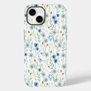 Coque Pour iPhone 14 Fleur sauvage aquarelle bleu violet