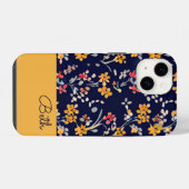 Coque Pour iPhone 14 Fleur sauvage jaune de la marine (Verso Horizontal)