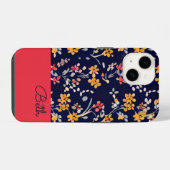Coque Pour iPhone 14 Fleur sauvage jaune de la marine (Verso Horizontal)