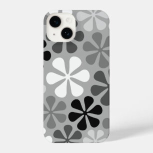 Coque Pour iPhone 14 Fleurs Abstraites Gris noir blanc