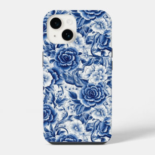 Coque Pour iPhone 14 Fleurs Bleu Indigo