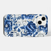 Coque Pour iPhone 14 Fleurs Bleu Indigo (Verso Horizontal)