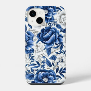 Coque Pour iPhone 14 Fleurs Bleu Indigo