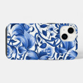 Coque Pour iPhone 14 Fleurs Bleu Indigo (Verso Horizontal)