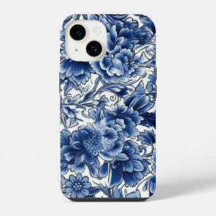 Coque Pour iPhone 14 Fleurs Bleu Indigo