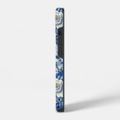 Coque Pour iPhone 14 Fleurs Bleu Indigo (Côté gauche)