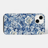 Coque Pour iPhone 14 Fleurs Bleu Indigo (Verso Horizontal)