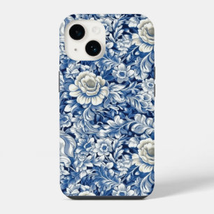 Coque Pour iPhone 14 Fleurs Bleu Indigo