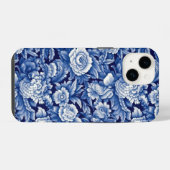 Coque Pour iPhone 14 Fleurs Bleu Indigo (Verso Horizontal)