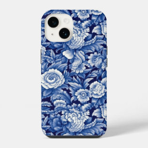 Coque Pour iPhone 14 Fleurs Bleu Indigo