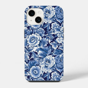 Coque Pour iPhone 14 Fleurs Bleu Indigo