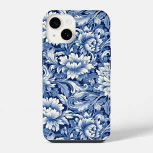 Coque Pour iPhone 14 Fleurs Bleu Indigo