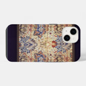 Coque Pour iPhone 14 Fleurs Bleues Et Dorées  (Verso Horizontal)