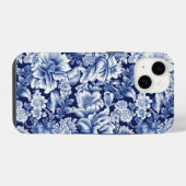 Coque Pour iPhone 14 Fleurs bleues Indigo (Verso Horizontal)