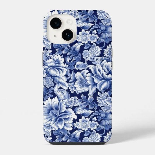 Coque Pour iPhone 14 Fleurs bleues Indigo (Verso)