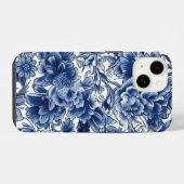 Coque Pour iPhone 14 Fleurs bleues Indigo (Verso Horizontal)