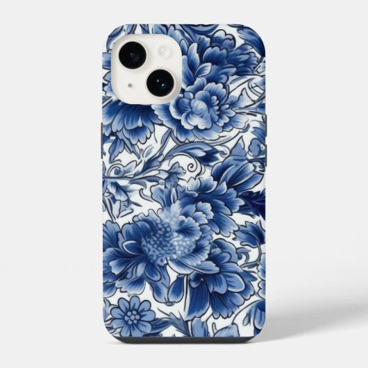 Coque Pour iPhone 14 Fleurs bleues Indigo (Verso)