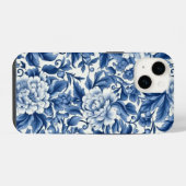 Coque Pour iPhone 14 Fleurs bleues Indigo (Verso Horizontal)